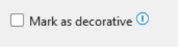 An image with a check box and the phrase 'Mark as decorative' next to it
